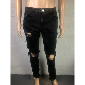 Crysp Denim Men Black Denim Distressed Jeans Size 36